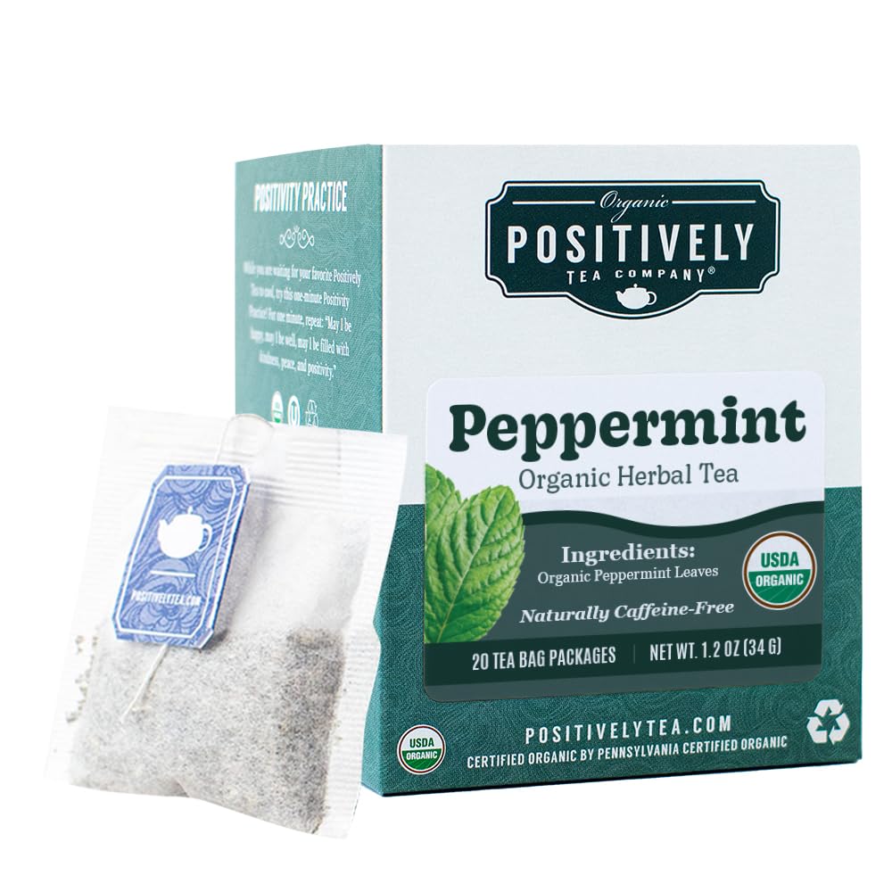 Organic Positively Tea Company Peppermint Leaf Herbal Tea Bags, 20 Count