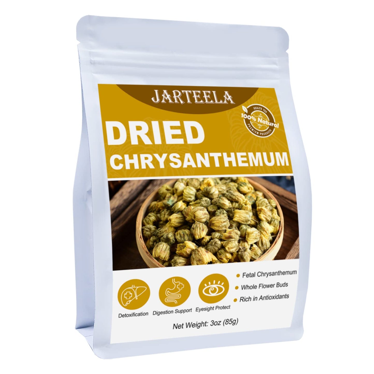 Jarteela Premium Dried Chrysanthemum Flower Loose Leaf Tea - 3oz - Non-GMO, Caffeine-free, Chinese Natural Tea