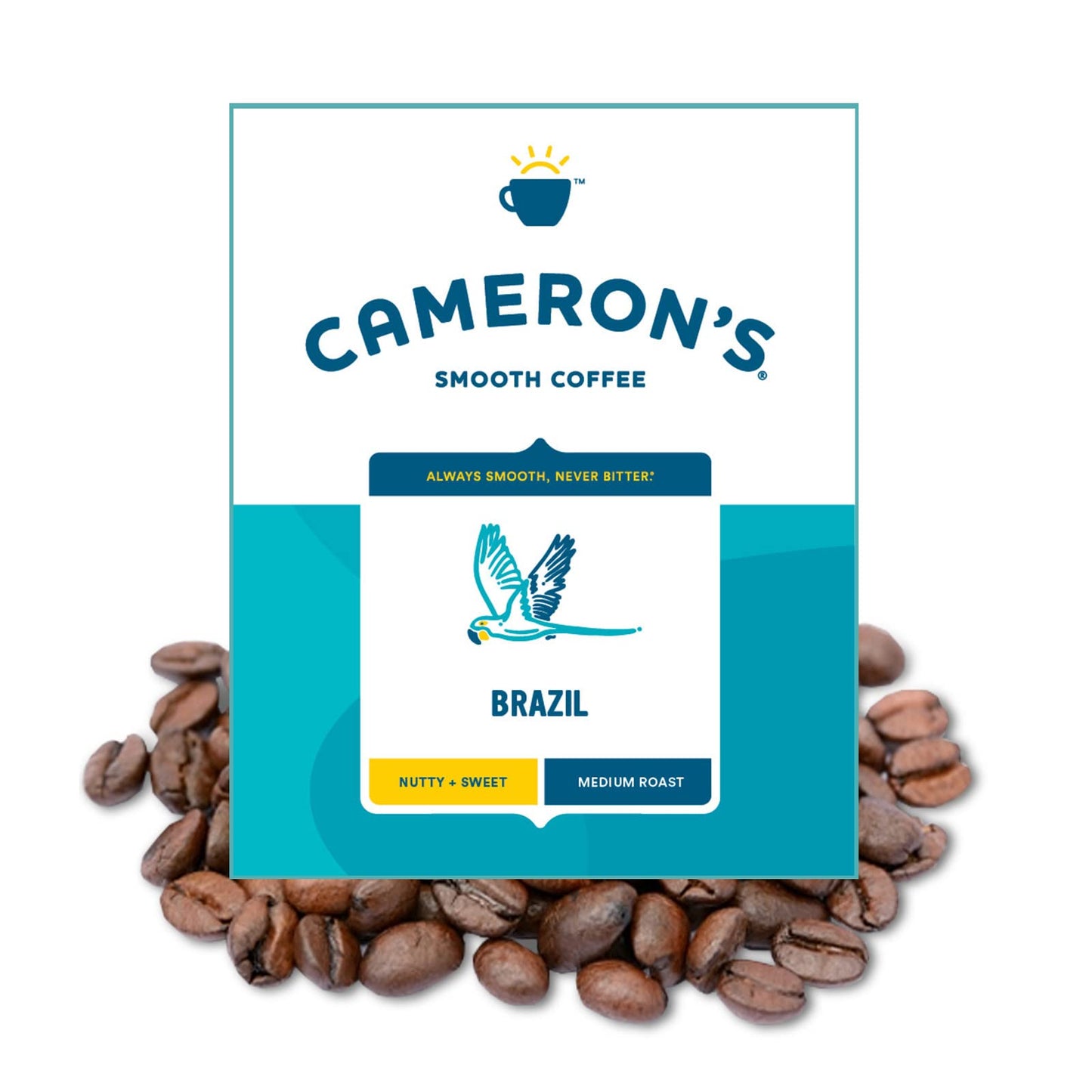 Camerons Coffee Roasted Whole Bean Coffee, Brazil, 4 Pound