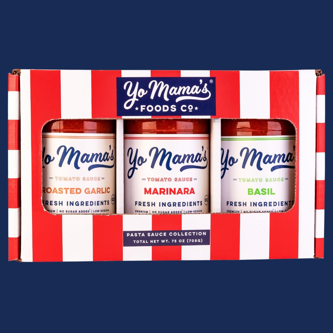 Yo Mamas Foods Gourmet Keto Gift Set And Care Package | Includes (1) Marinara Sauce (1) Tomato Basil And | (1) Roasted Garlic |