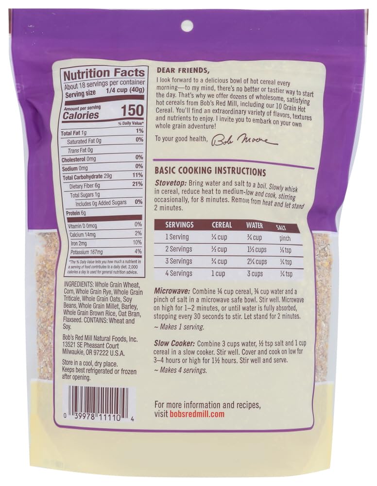 Bob'S Red Mill 10 Grain Hot Cereal, 25 Oz (2 Packs)
