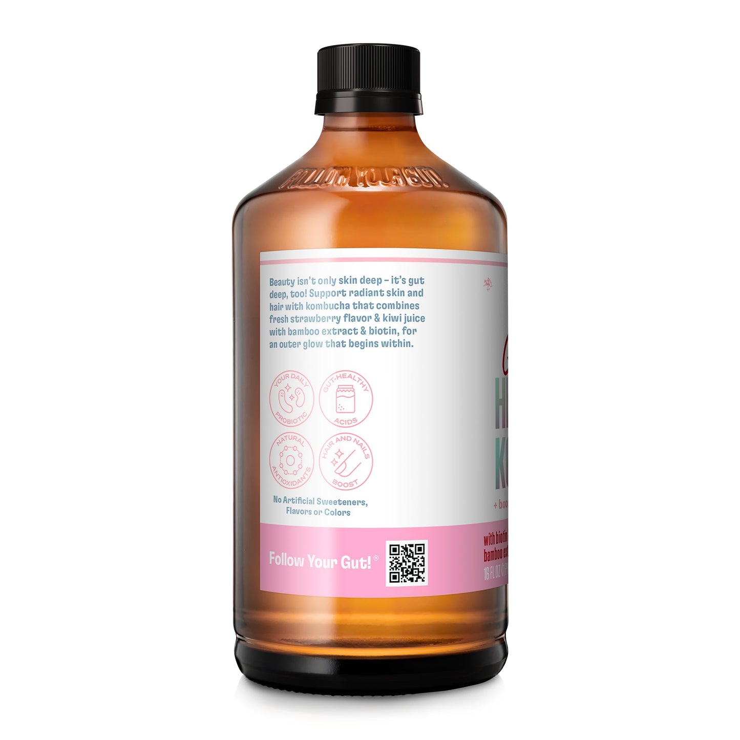 Health-Ade Kombucha Tea Organic Drink, 16 Fl Oz Bottles, Vegan, Gluten Free, 12 Pack, Strawberry Glow