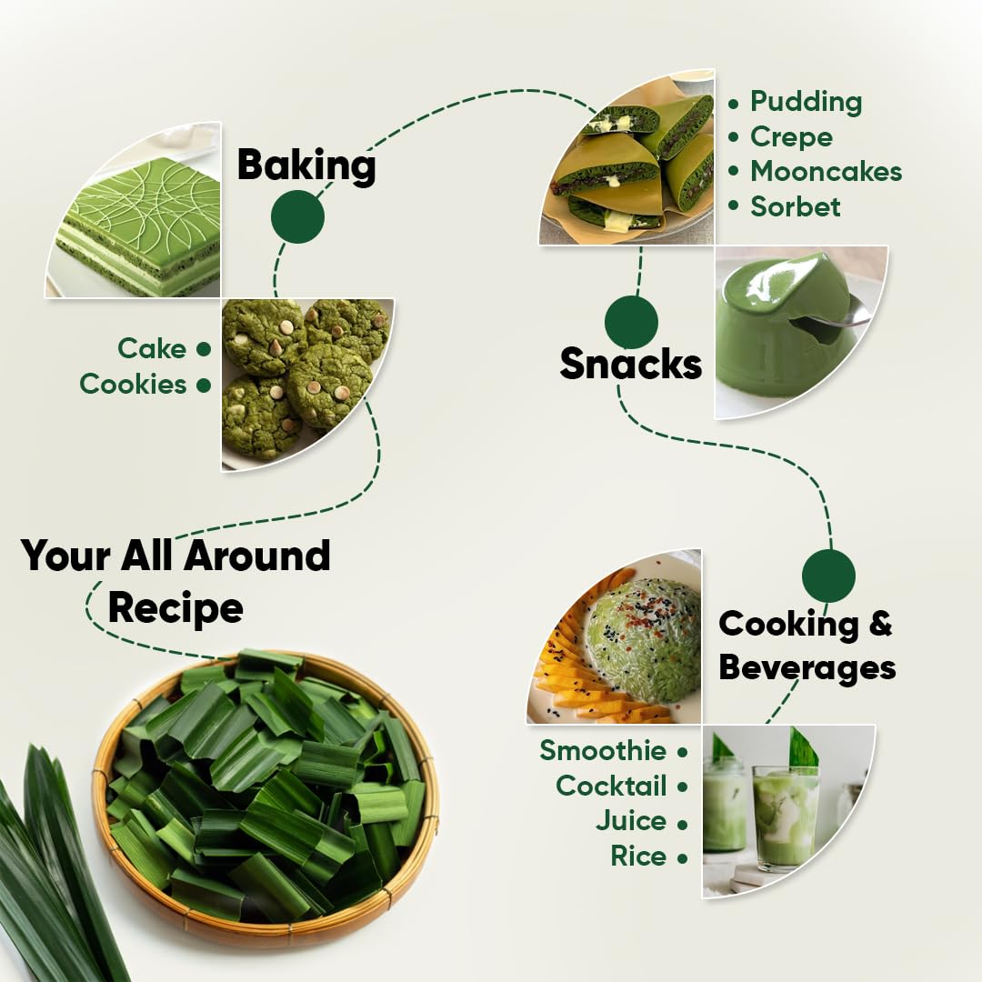 Pandan Extract Liquid Concentrate | No Artificial Additives, No Sugar Added | 100% Natural Asian Gourmet Flavoring & Coloring In