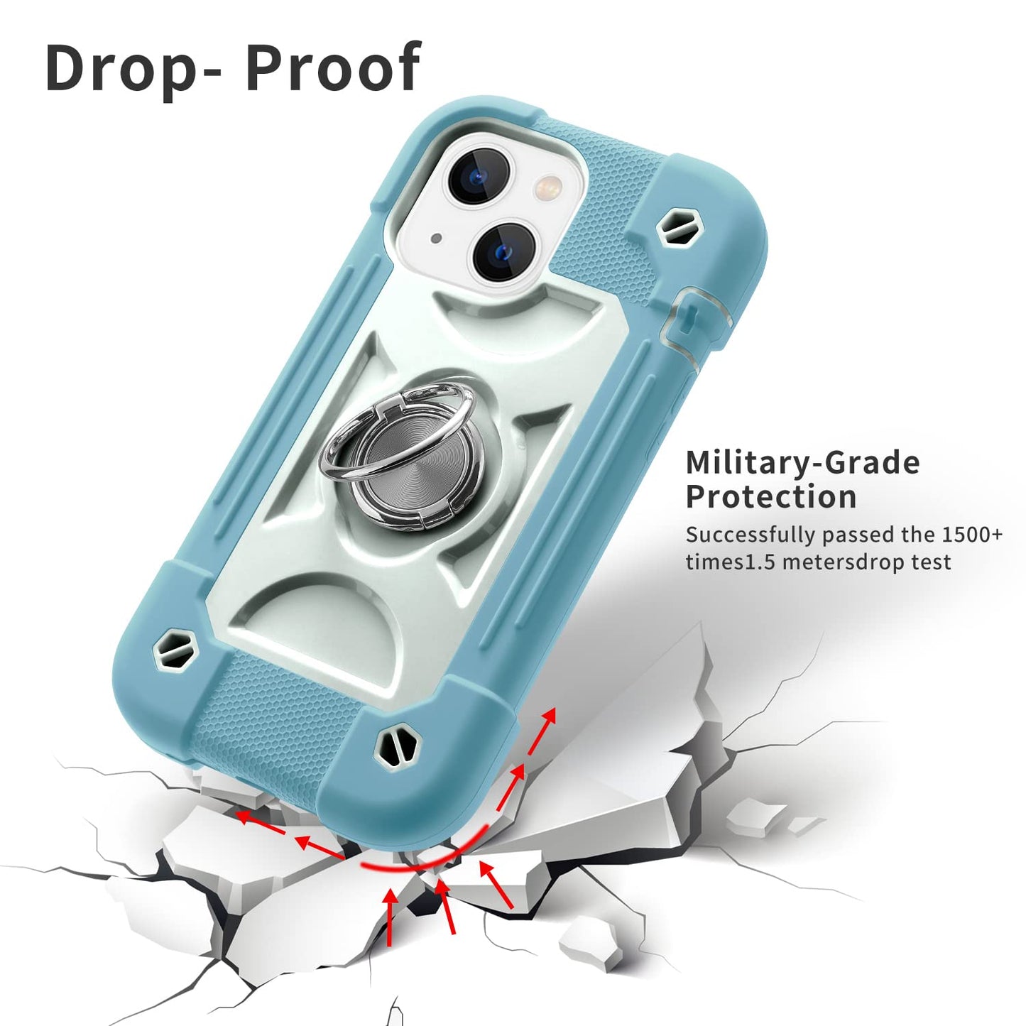 Markill Compatible With Iphone 14 Caseiphone 13 Case 61 Inch With Built-In 360Arotating Ring Stand, Military Grade Drop Protecti
