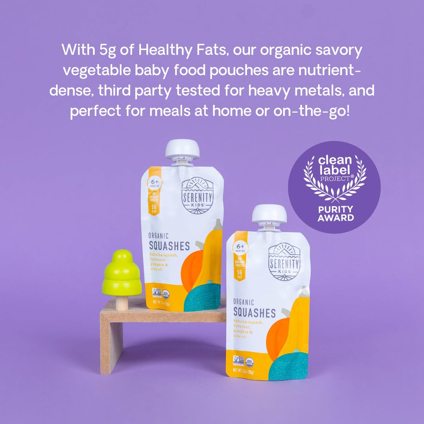 Serenity Kids 6+ Months Usda Organic Veggie Puree Baby Food Pouches  No Sugary Fruits Or Added Sugar  Allergen Free  3.5 Ounce B