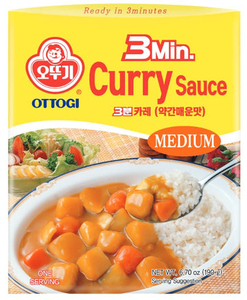 Ottogi 3Min. Curry Sauce, Medium Spicy, Ready In 3 Minutes, 6.7Oz X 3 Pack - Pour Over Sauce, Fully Cooked With Potato, Carrot, No Meat, Convenient Meal On The Go