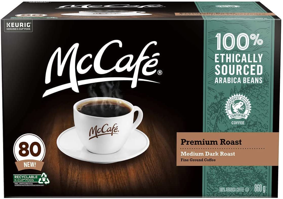 McCafe Premium Roast Coffee Pods, 80 Count, Imported from Canada, Pack of 80