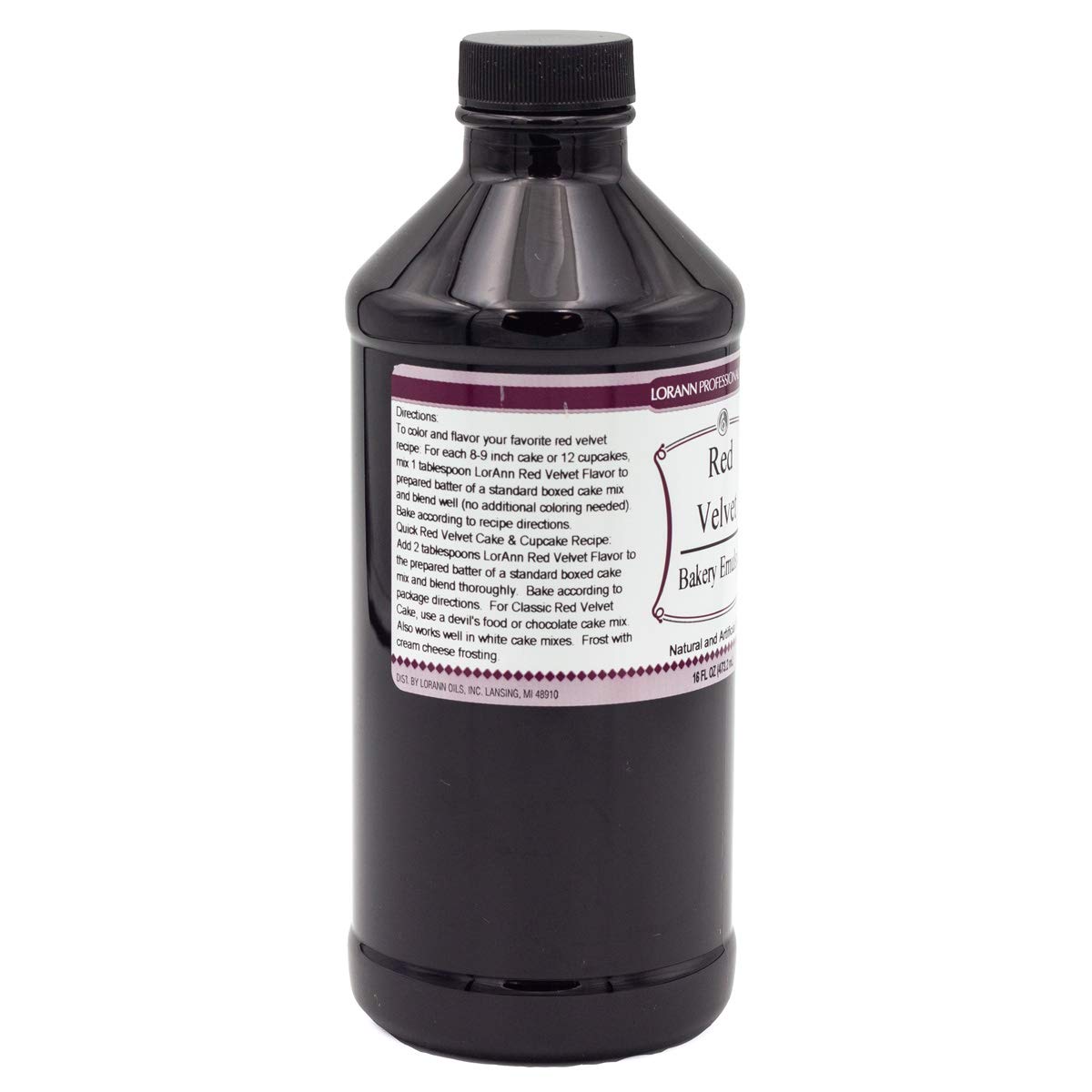 Lorann Oils Red Velvet Bakery Emulsion: True Essence, Ideal For Boosting Fruit Tones In Cakes, Cookies & Desserts, Gluten-Free, Keto-Friendly, Extract Substitute Essential For Your Kitchen, 16 Oz