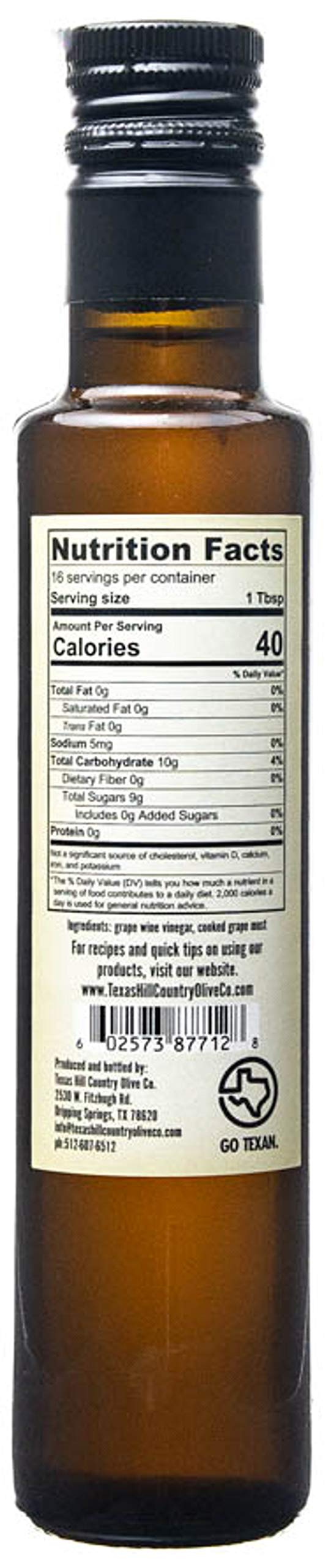 Texas Hill Country Olive Company Gourmet White Balsamic Vinegar - 8.5 oz - No Artificial Flavors or Added Sugar