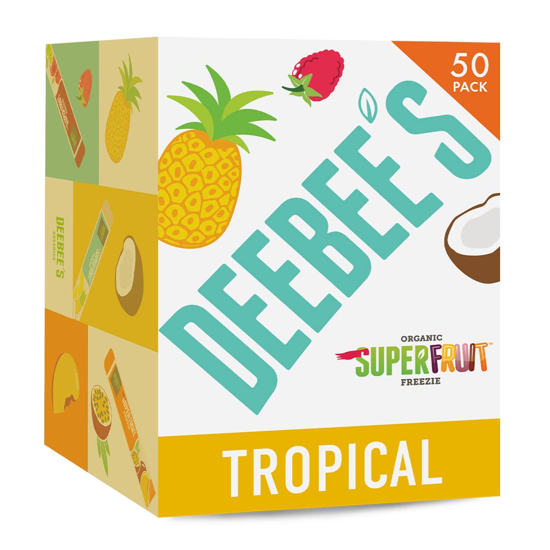 Deebees Organics Tropical Superfruit Freezie Pops, No Added Sugars, No Artificial Flavors Or Colors (Pack Of 50)