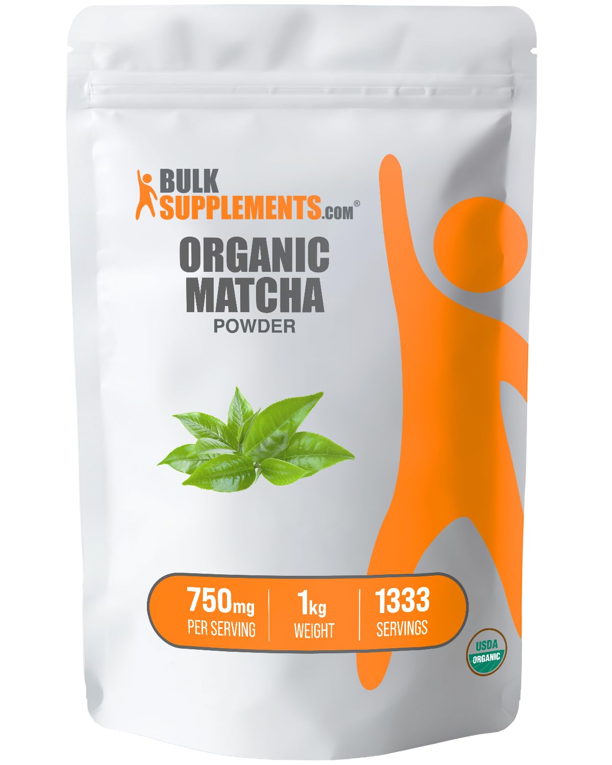 BulkSupplements Organic Matcha Powder - Culinary Grade, Gluten Free, 750mg per Serving, 2.2 lbs (1kg), Pack of 1