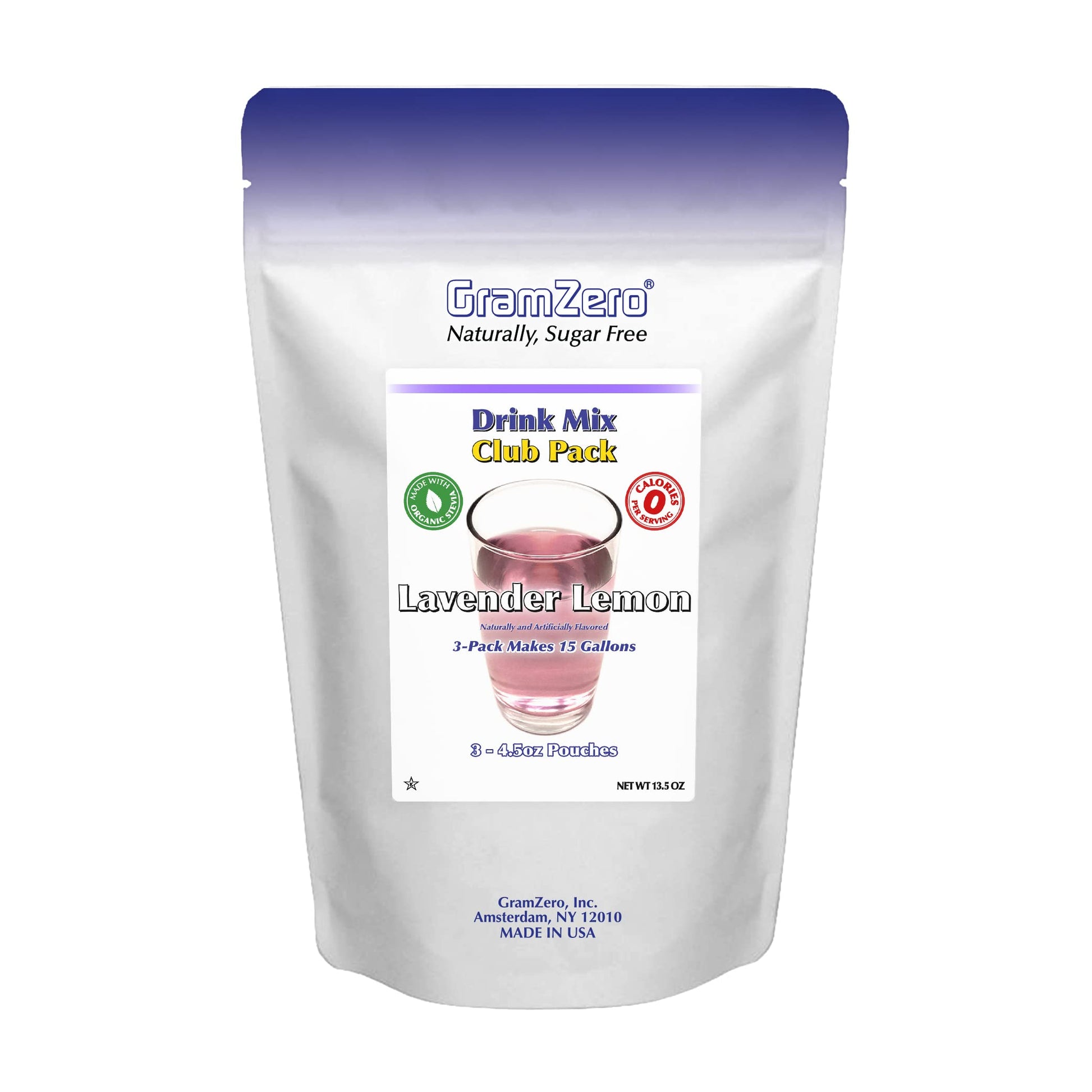 Gramzero Lavender Lemon Zero Calorie Sugar Free Drink Mix, Great For Nutrition Club Loaded Tea, Stevia Sweetened