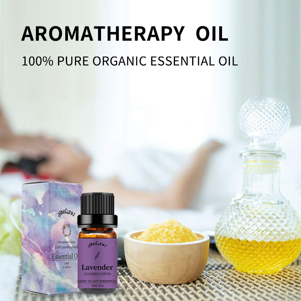 Yethious 2 Pack Lavender Peppermint Essential Oil Set Organic 100% Pure Undiluted Lavender Aromatherapy Oils For Diffuser, Skin,