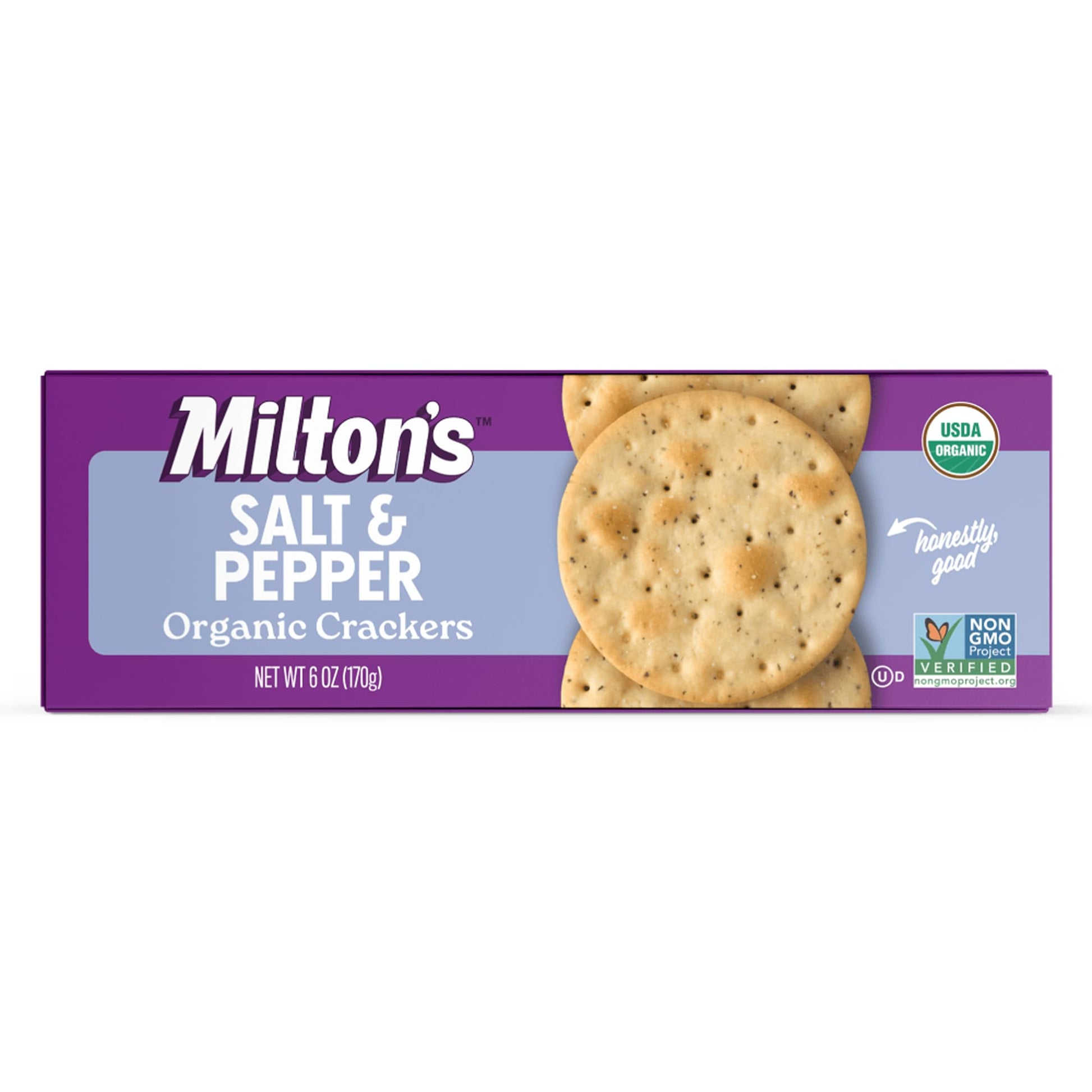 Miltons Organic Crackers, Salt & Pepper, Non-GMO, Kosher, 6 Oz