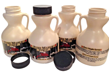 Empty Maple Syrup Jugs - 100ml (3.4 FL OZ Each) - Case of 16 Containers MADE IN THE USA with Food Grade, Approved Material.