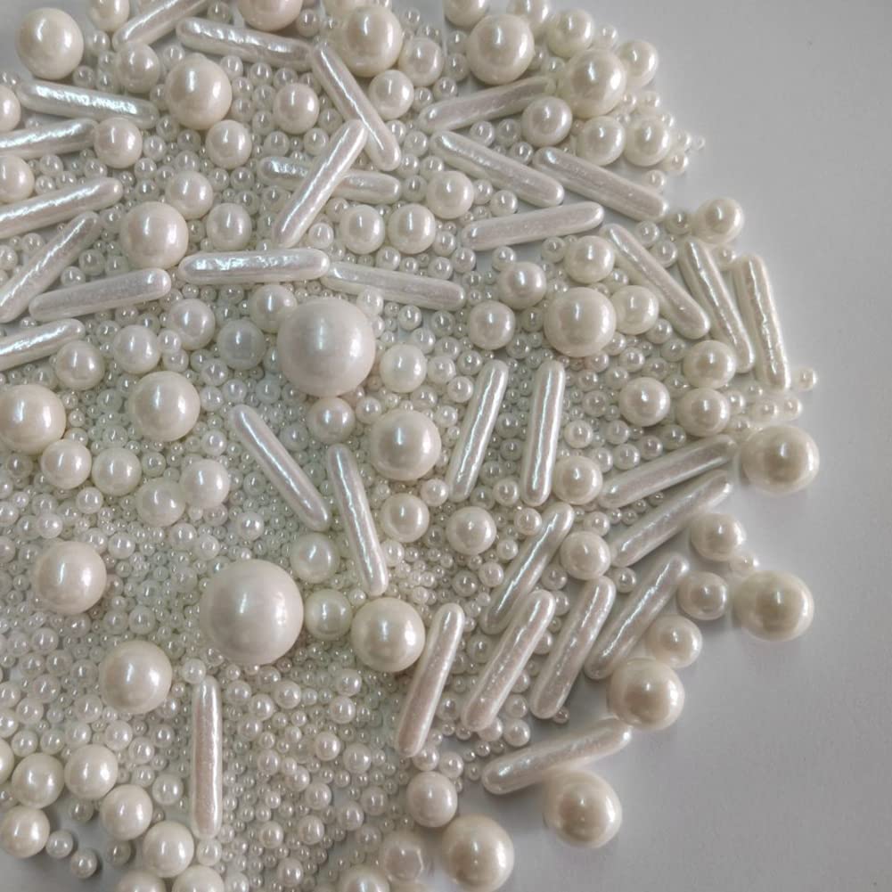 Edible White Pearl Sugar Sprinkles Candy Mix Size Baking Edible Cake Decorations Cupcake Toppers Cookie Decorating Wedding Party
