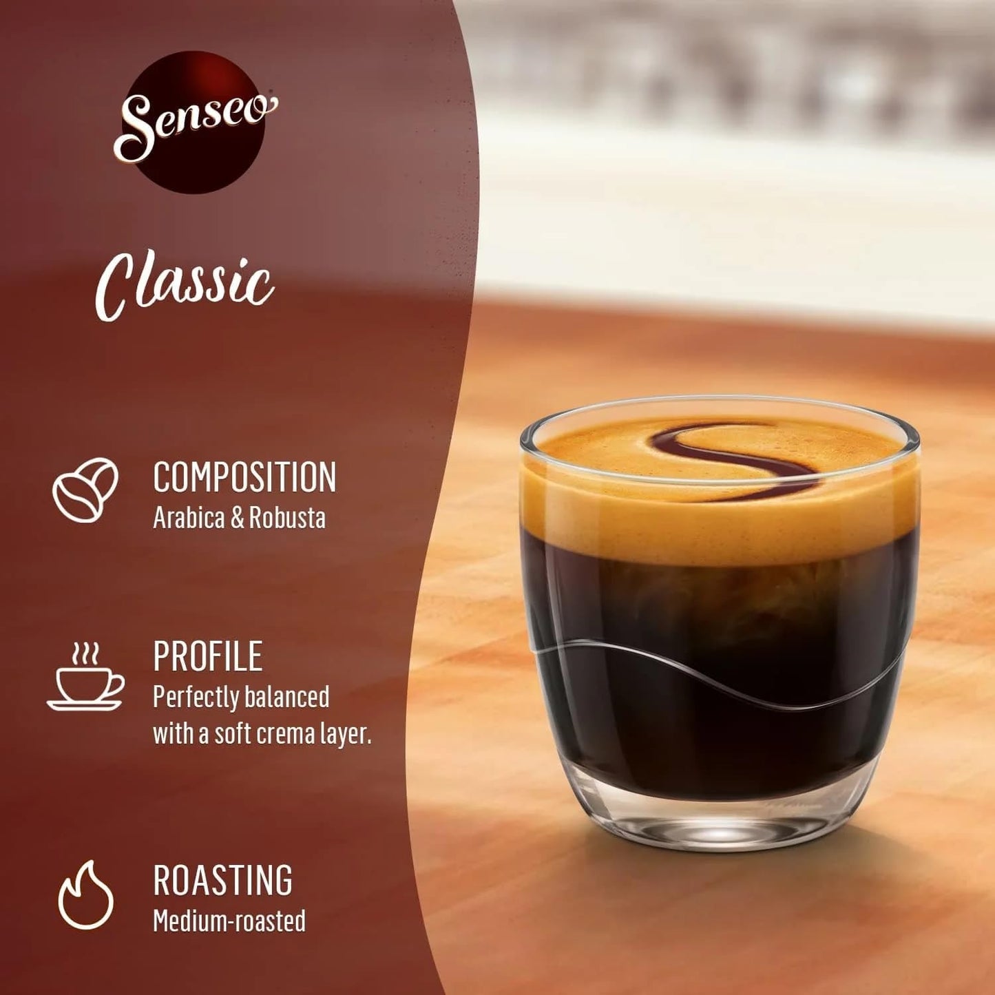 Senseo Classic Medium Roast Coffee Pods - 480 Count (10 Packs) - Smooth & Balanced Flavor with Rich Crema - Single-Serve Compostable Coffee Pads - Compatible with Senseo & PeleCom Machines