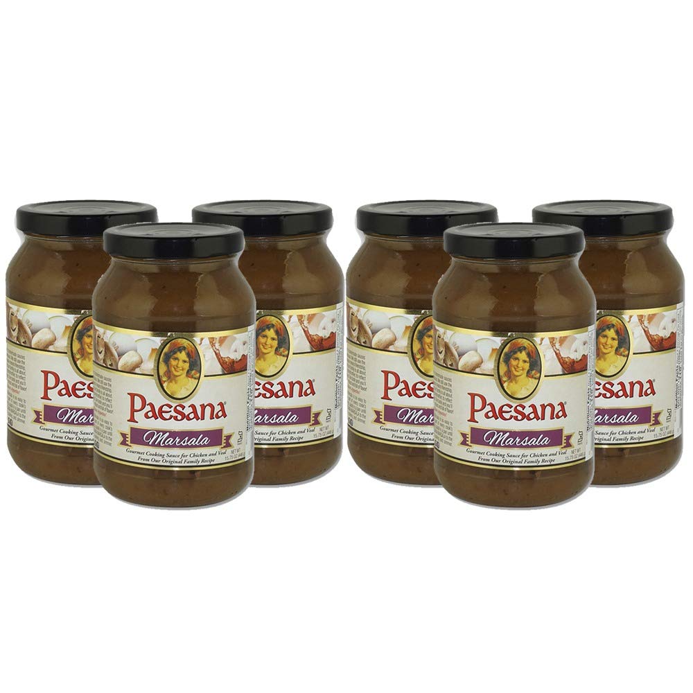 Paesana Marsala Gourmet Cooking Sauce - Simmer Sauce made with Marsala Wine. Great with Chicken or Veal. Kosher Parve. 15.75 oz. Jar - Packed in USA (6 Pack)