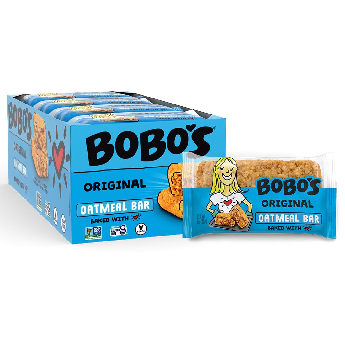 Bobos Original Oat Bars, Gluten Free, Non-GMO, Whole Grain Oats, Pack of 12 | Snack Bars | On-the-Go | Made with Simple Ingredi
