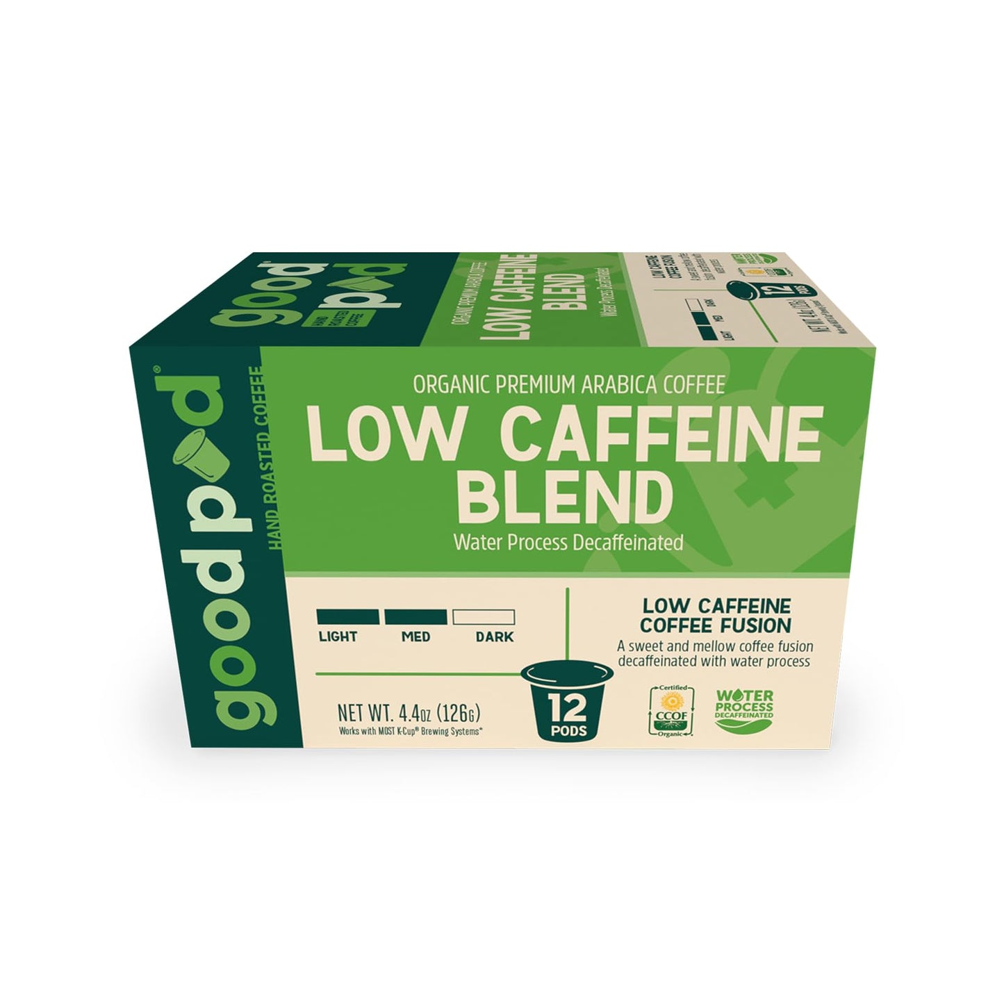 INDEPENDENCE COFFEE CO. Low Caffeine Blend Coffee K Cup Pods, Organic Arabica, Medium Roast, 12 Count