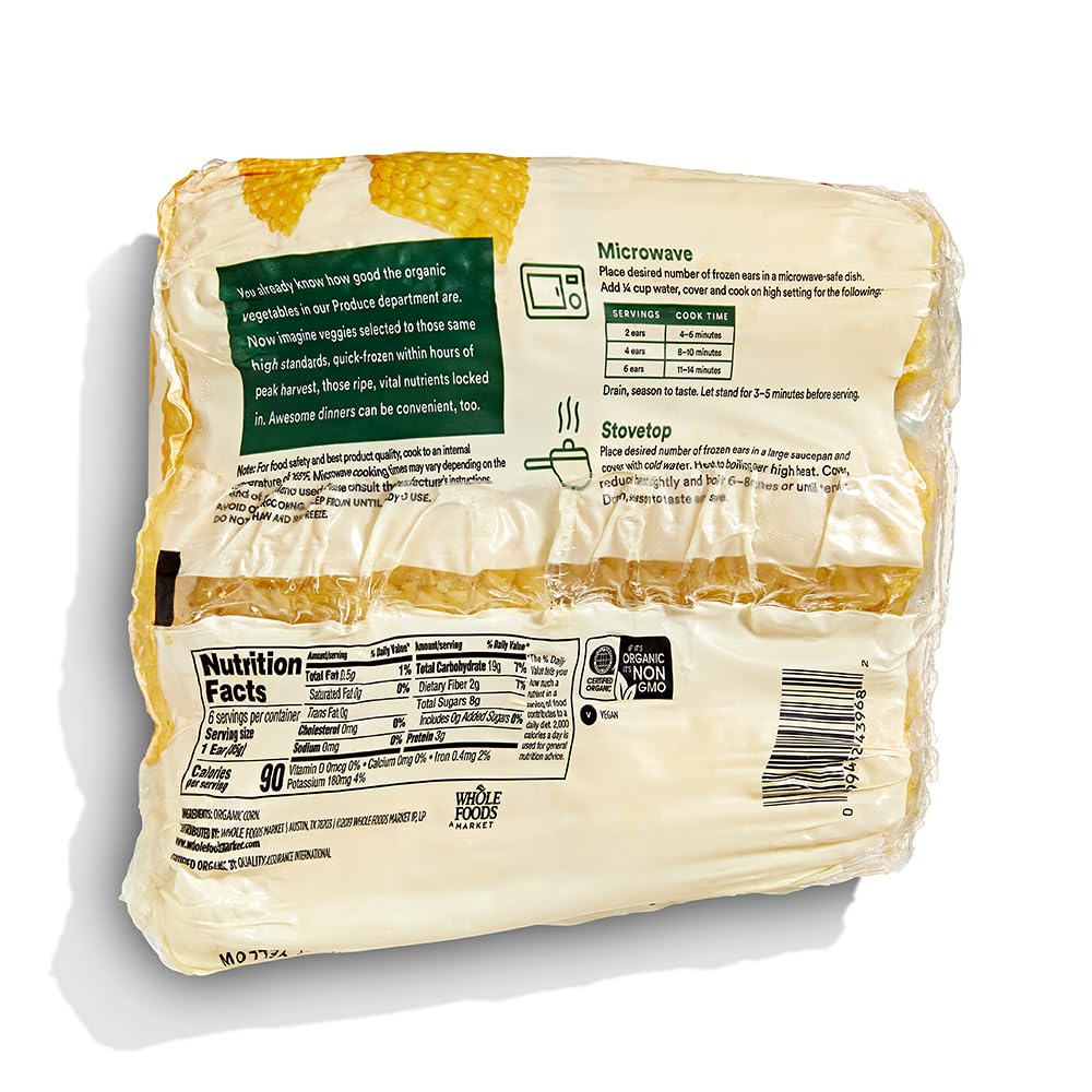 365 Everyday Value, Organic Mini Corn on the Cob, Super Sweet Yellow, 6 ct, (Frozen)