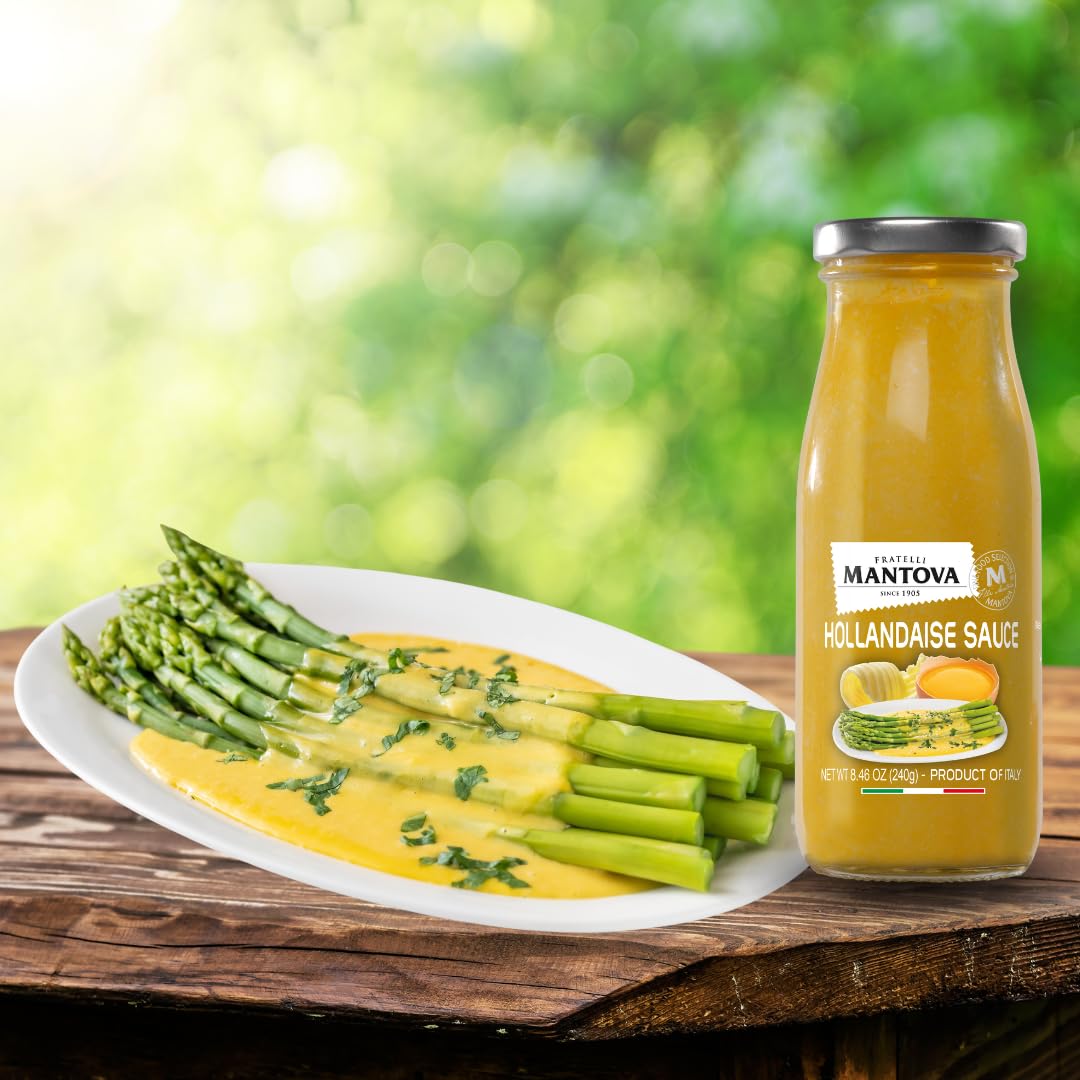Mantova Hollandaise Sauce, 8.5Oz, Rich & Creamy, Perfect For Eggs Benedict, Vegetables, Meats (Pack Of 1)