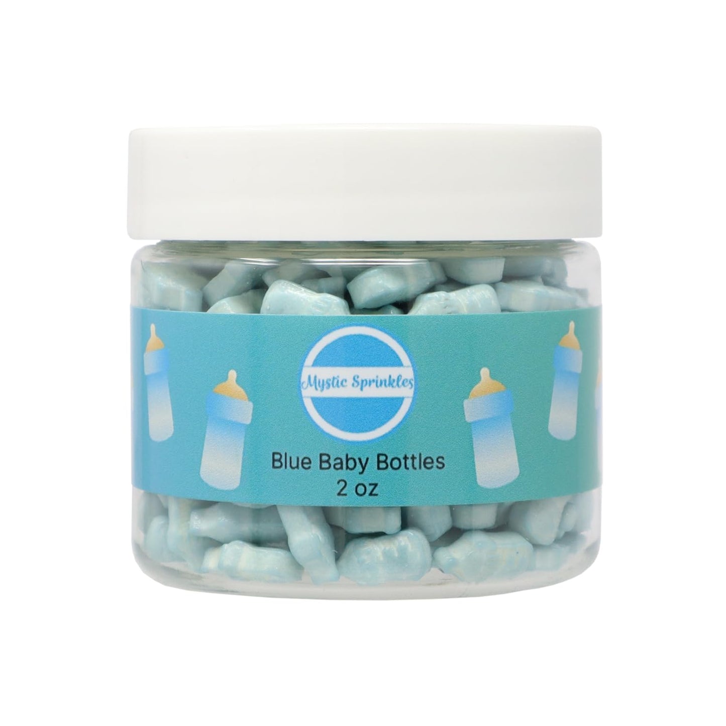 Mystic Sprinkles Baby Shower Themed Candy Shapes Sprinkles (Blue Baby Bottles, 2Oz Jar)