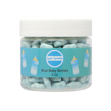 Mystic Sprinkles Baby Shower Themed Candy Shapes Sprinkles (Blue Baby Bottles, 2Oz Jar)