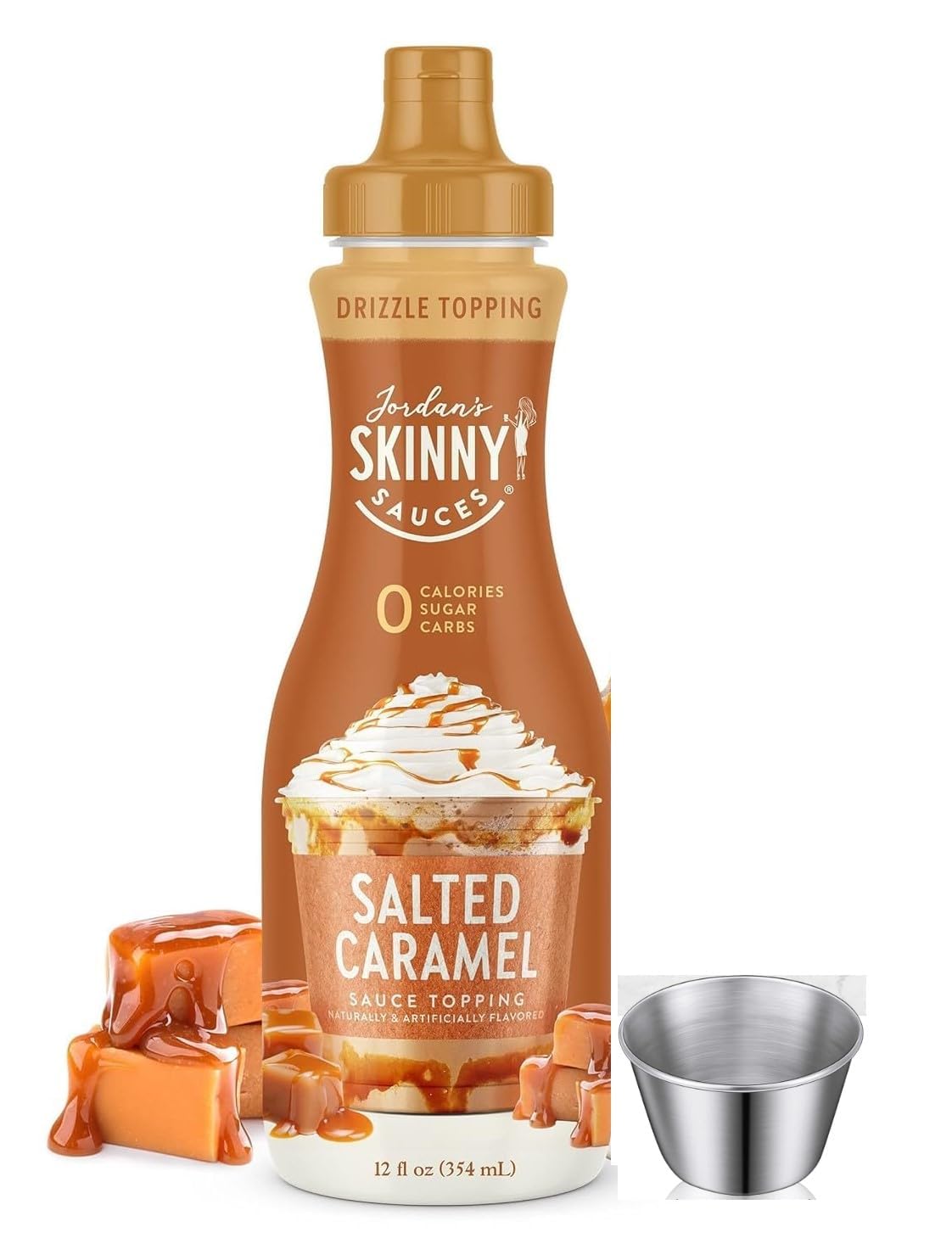 Salted Caramel Syrup Sauce For Coffee - Sugar Free Zero Calories and MT&L Mini Sauce Cup - Gluten-Free, Keto Friendly Syrup (Sal