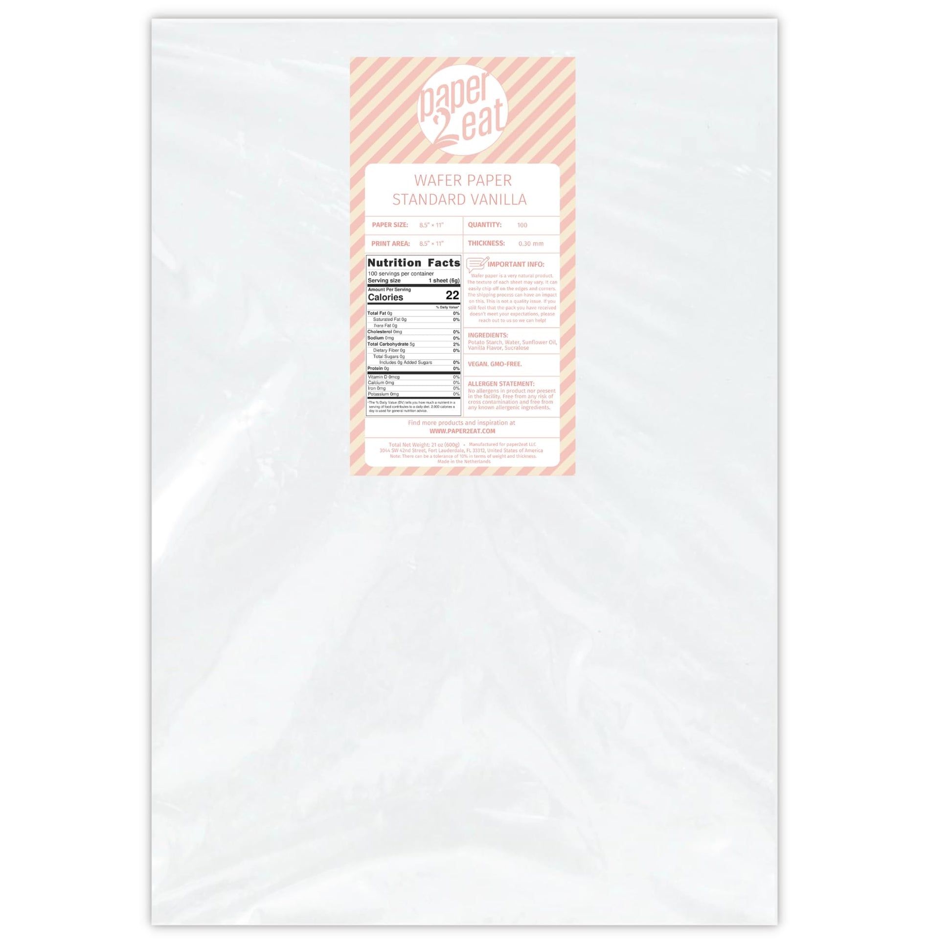 Printable Edible Wafer Paper Sheets from paper2eat (0.30 mm - 100 sheets/Vanilla)