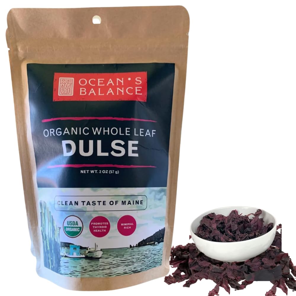 Oceans Balance Organic Whole Leaf Dulse Seaweed, Gluten Free, 1oz Bag