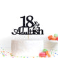 PYBHILK Black Glitter Cake Topper for 18th Birthday Party, mature-themedish Design, Paper Material, Model PY--0046