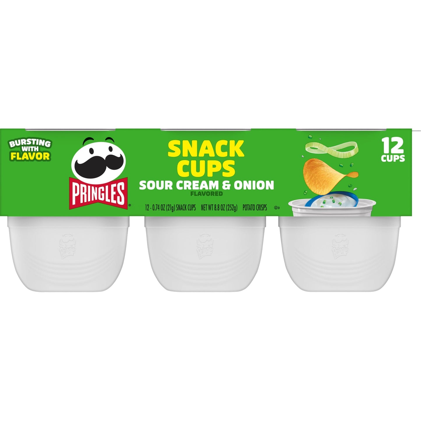 Pringles, Potato Crisps Chips, Sour Cream and Onion, Lunch Food, Snack Stacks, 8.8oz Tray (12 Count)