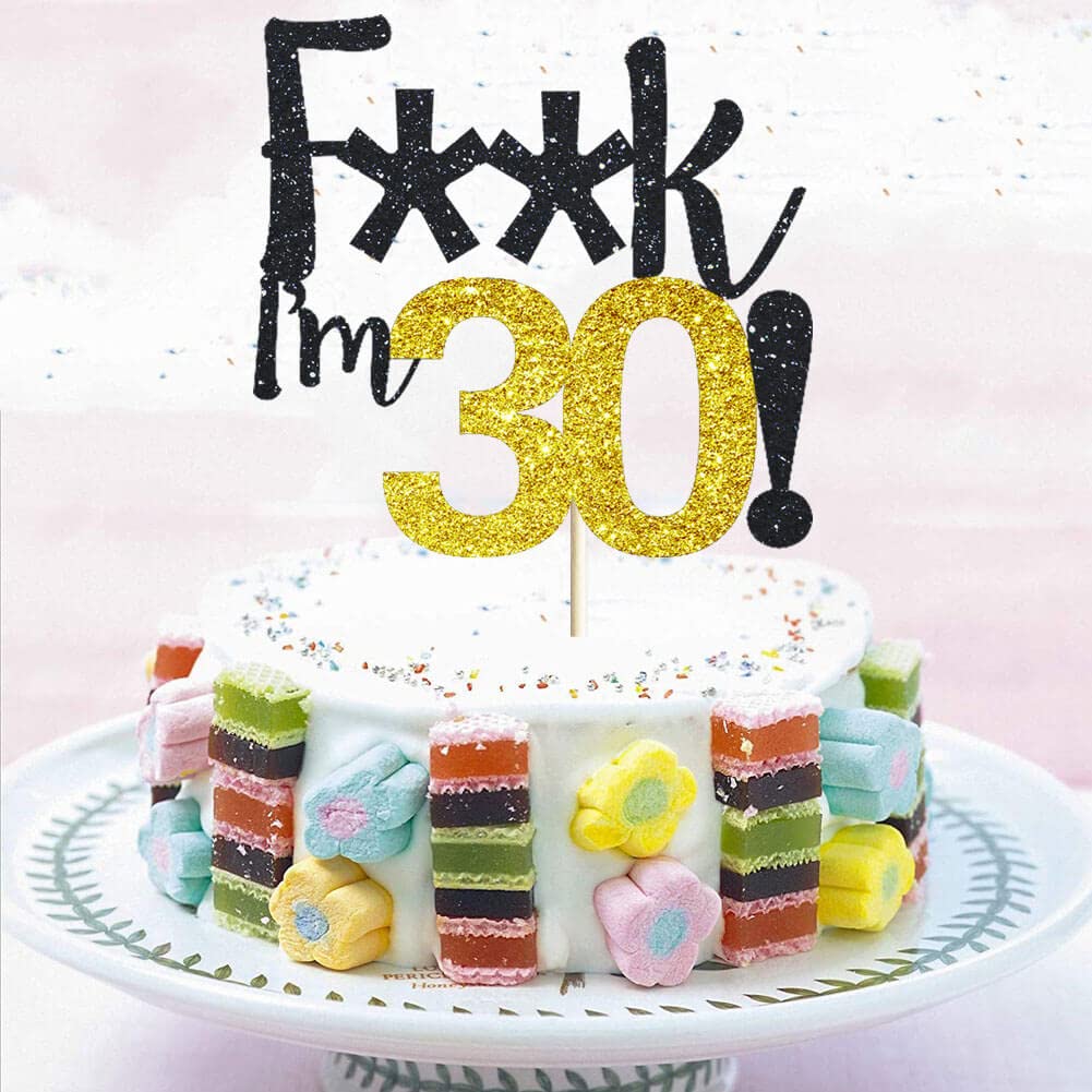 30 Birthday Cake Topper Black Glitter Funny 30Th Birthday Party Cake Decor Hello 30/Cheers To 30 Years/30 & Fabulous/Talk Thirty