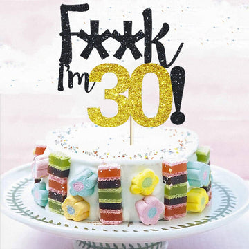 30 Birthday Cake Topper Black Glitter Funny 30Th Birthday Party Cake Decor Hello 30/Cheers To 30 Years/30 & Fabulous/Talk Thirty