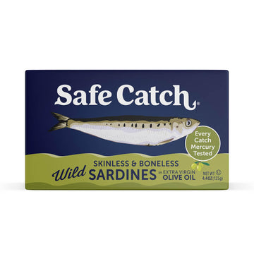 Safe Catch Wild Sardines in Extra Virgin Olive Oil Wild-Caught Skinless Boneless Sardine Fillets Lowest Mercury Limit, Keto Food