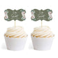 Andaz Press Cupcake Topper Kit, Floral Blossoms Design, 18-Pack, 2.25 x 1.30 inches, Sage Green with Cream