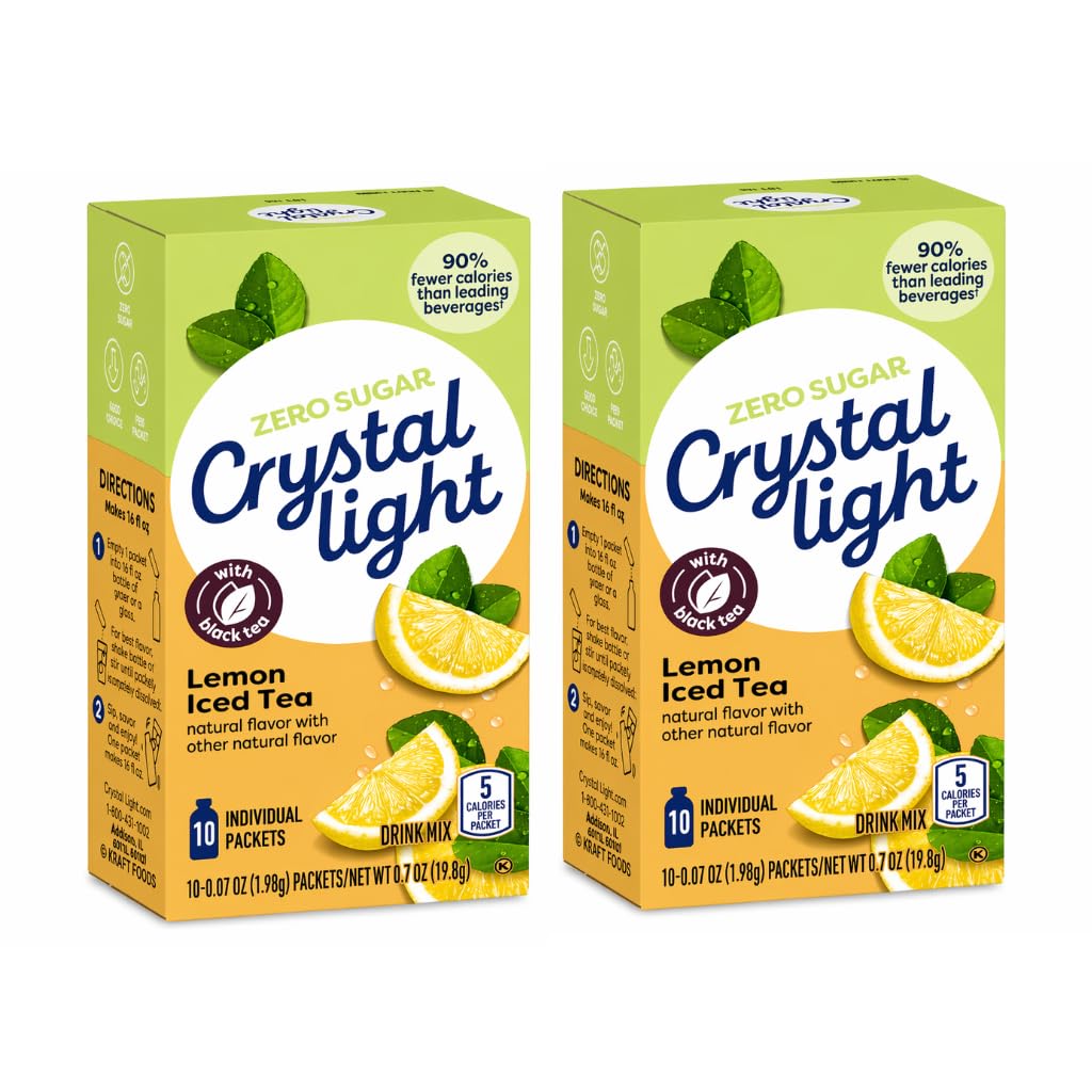 Doofie Deals Crystal Light Drink Mix - 2 Boxes - 20 Packets (Lemon Iced Tea)