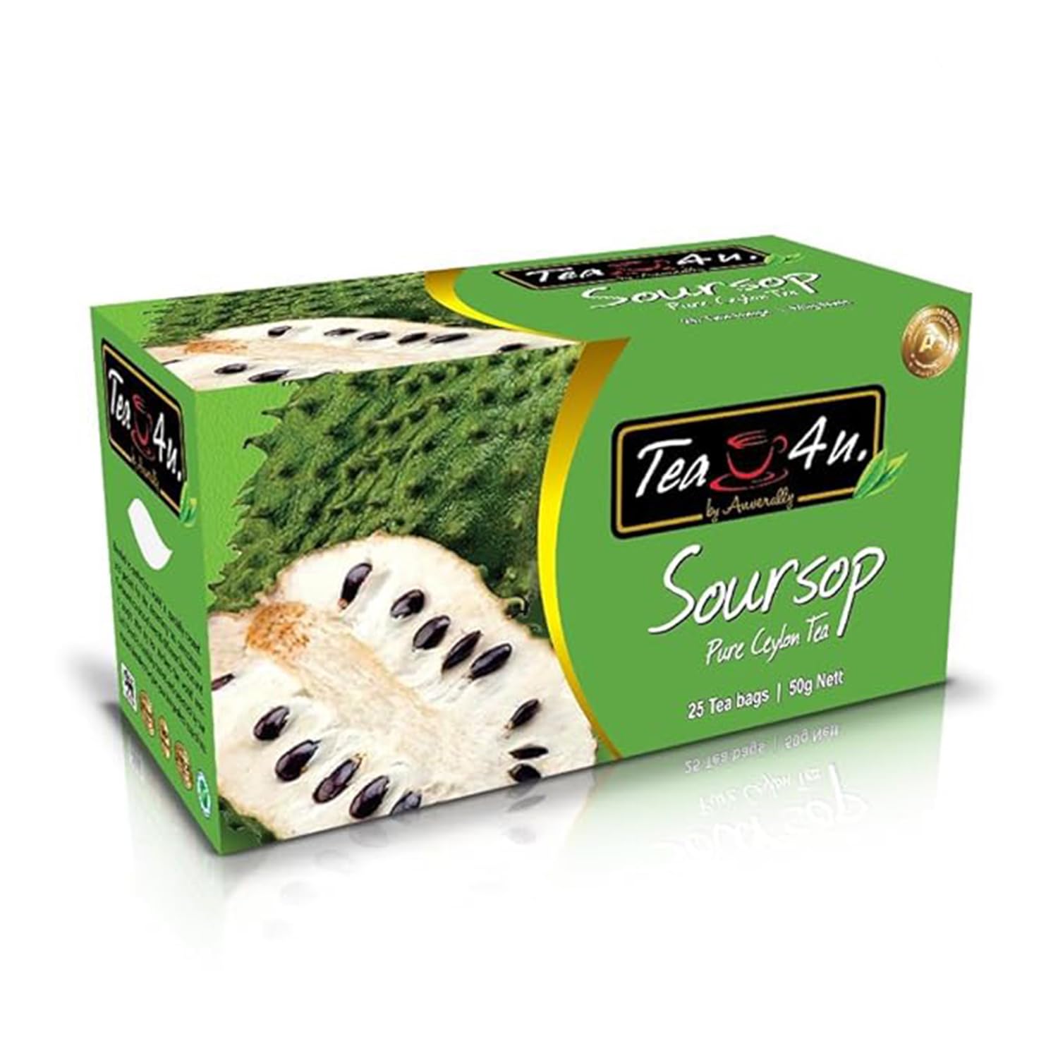 TEA 4U Flavored Black Ceylon Tea Bags - Soursop Flavor - 25 Count - Quality from Sri Lanka
