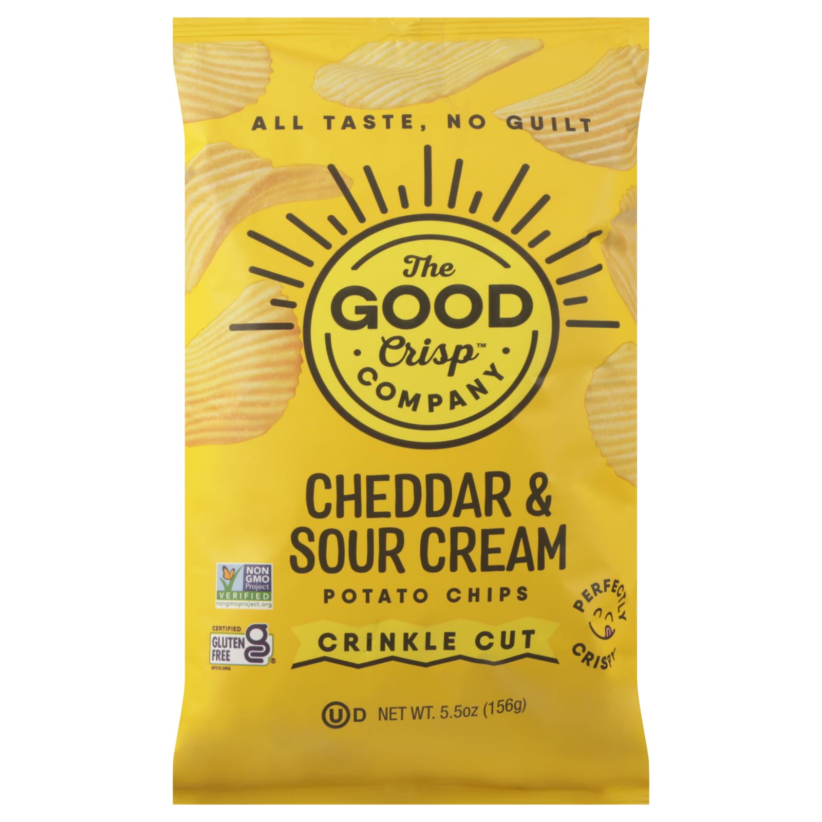 The Good Crisp Company Crinkle Cut Potato Chips, Cheddar & Sour Cream, Kosher, Gluten Free & Non-GMO, 5.5 Ounce (Pack of 12)