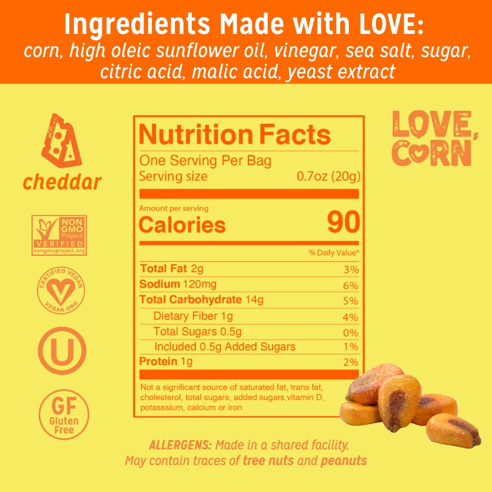 Love Corn Cheezy 0.7Oz X 20 Bags - Delicious Crunchy Corn - Healthy Family Snacks - Gluten Free, Kosher, Non-Gmo - Alternative F