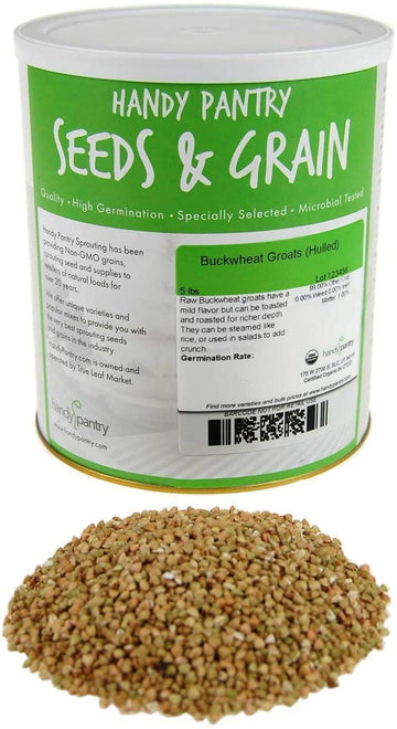 Hulled Buckwheat Groats- 5 Lbs - Certified Organic Buck Wheat Groats- Sprouting Seed, Gardening, Planting, Edible Seeds, Emergen