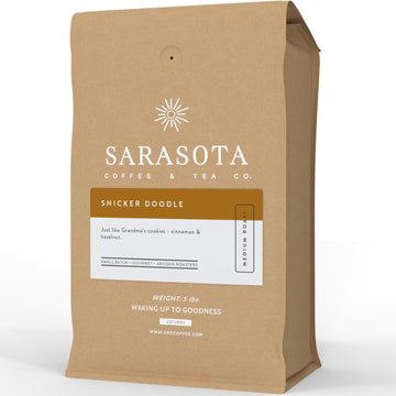 Sarasota Coffee Whole Bean Snickerdoodle Sugar Cookie | Medium Roast Gourmet Flavored Coffee Beans | Low Acid, Mold Free, Specia