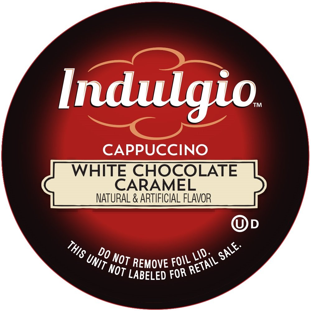 Indulgio Cappuccino Single Serve Cups, White Chocolate Caramel, 12 Count for Keurig K-Cup Brewers