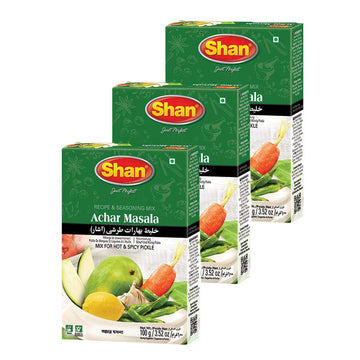 Shan Achar Recipe & Seasoning Mix 3.52 oz (100g) | Authentic Pickle Spice Blend for Hot & Spicy Indian Pickles | Vegan, No MSG, 