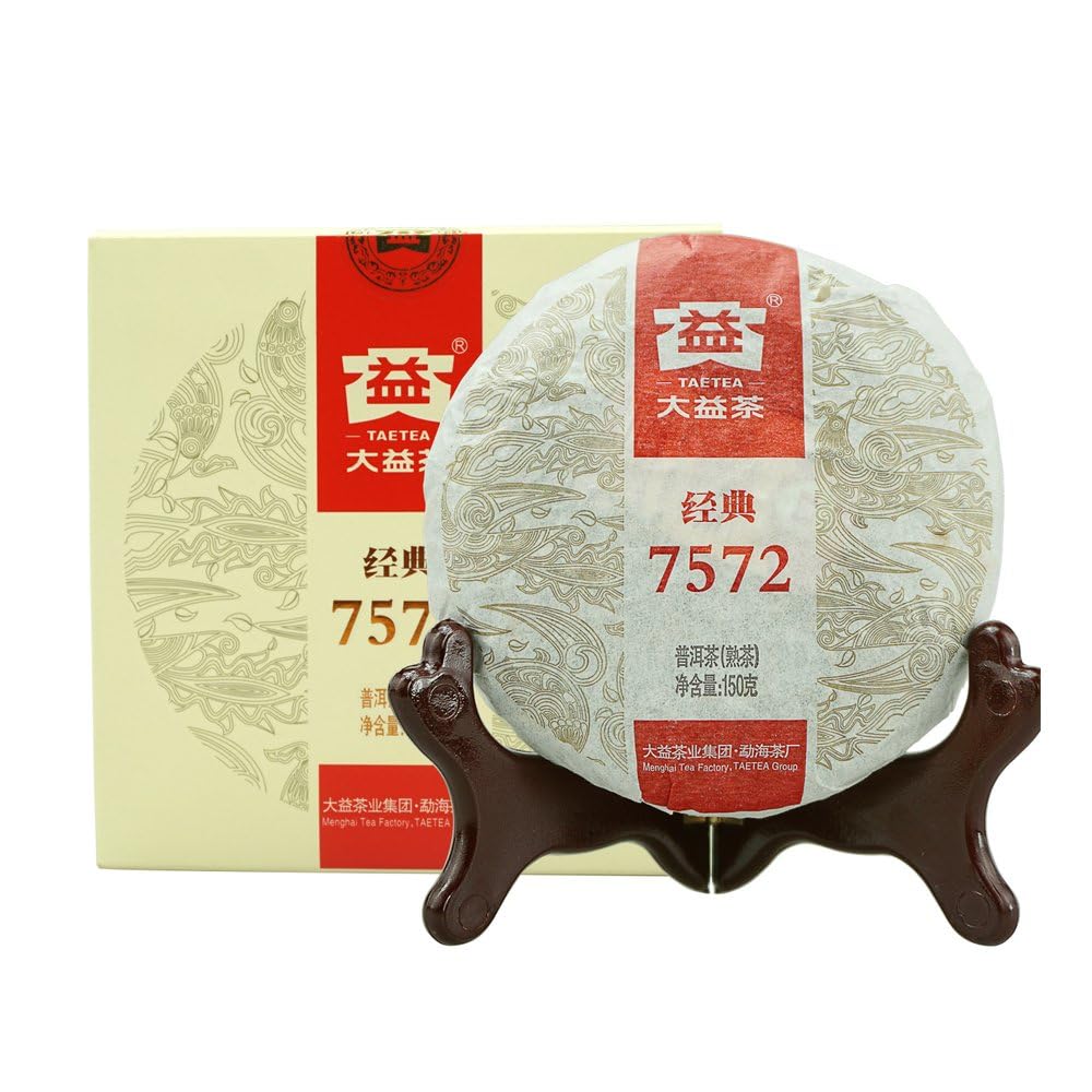 TAETEA Yunnan 7572 Classic Ripe Pu-erh Tea, Aged Puerh Pu'er Tea Cake Black Tea for Daily Drink and Gift 150g / 5.29oz (Ripe)