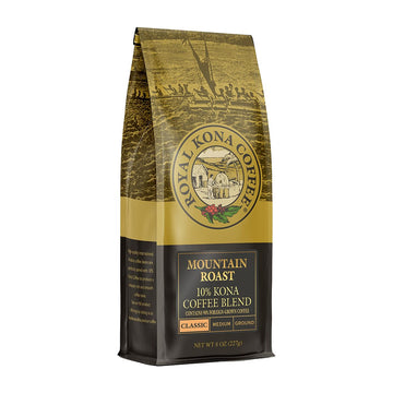 Royal Kona 10% Kona Coffee Blend, Mountain Roast, Ground, 8 Ounce Bag