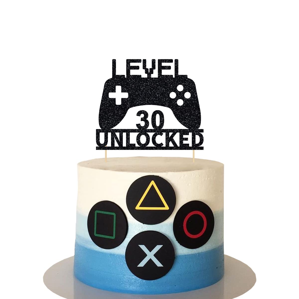 Level 30 Unlocked Cake Topper, Video Game Cake Topper, Game Controller Cake Topper For 30Th Birthday Party Decoration