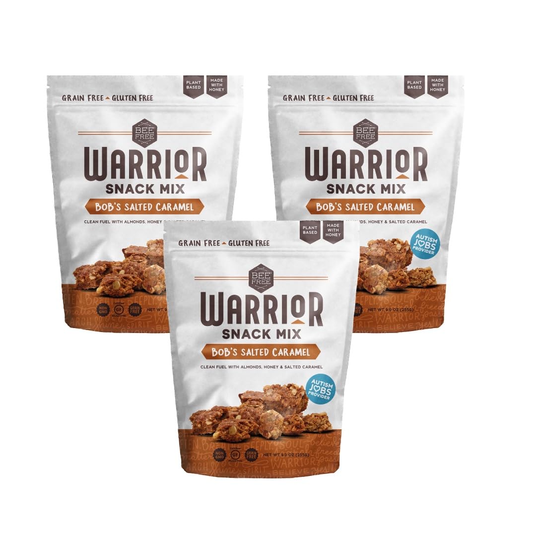 Beefree Warrior Mix Gluten Free Granola - Chunky Granola Bites | Paleo Granola  Low Carb  Grain Free  Preservative Free  Oat Free | Granola For Yogurt  Low Calorie Snacks | BobS Salted Caramel 9 Ounce Bags  3 Pack