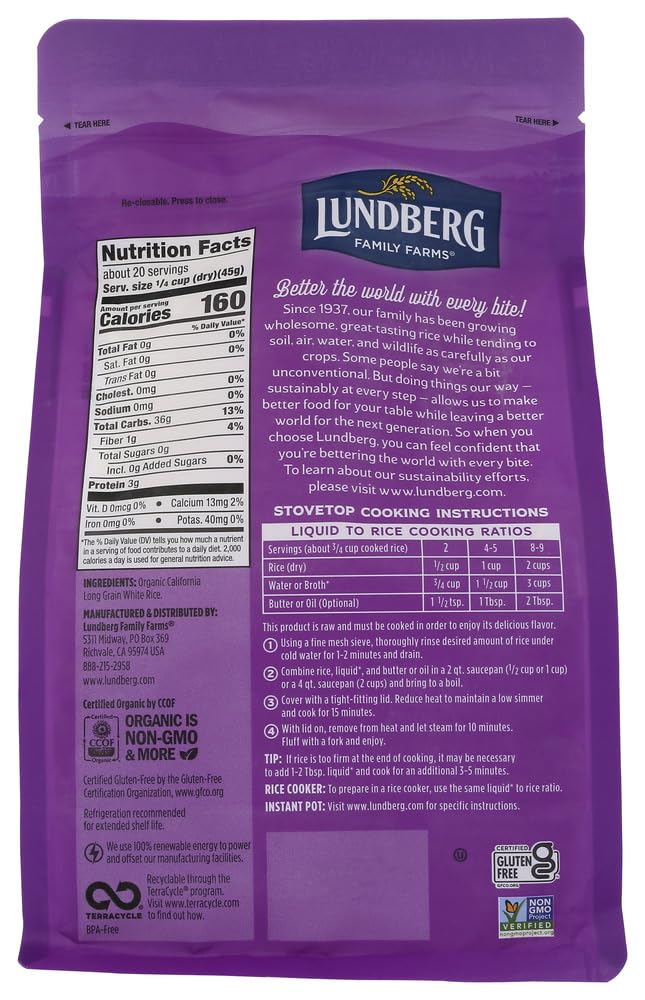 Lundberg Organic California White Jasmine Rice - 32 Oz - 2 Pc